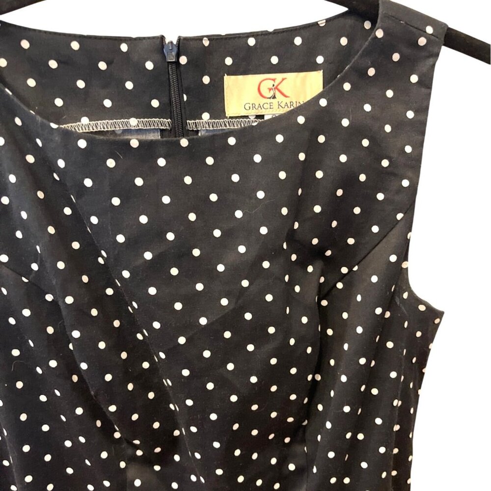 Grace Karin Polka Dot Dress Sleeveless Black White Fit and Flare Pin Up 60s Sz S - Picture 4 of 11